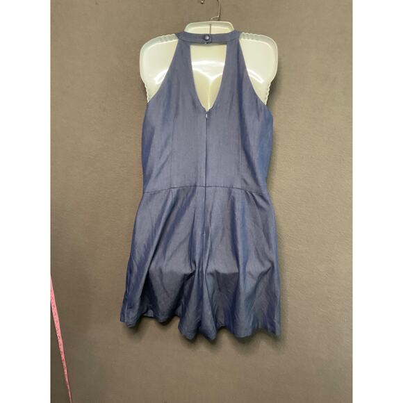 New York & Company Sleeveless Chambray Romper Shorts Small Denim Look - Picture 8 of 8